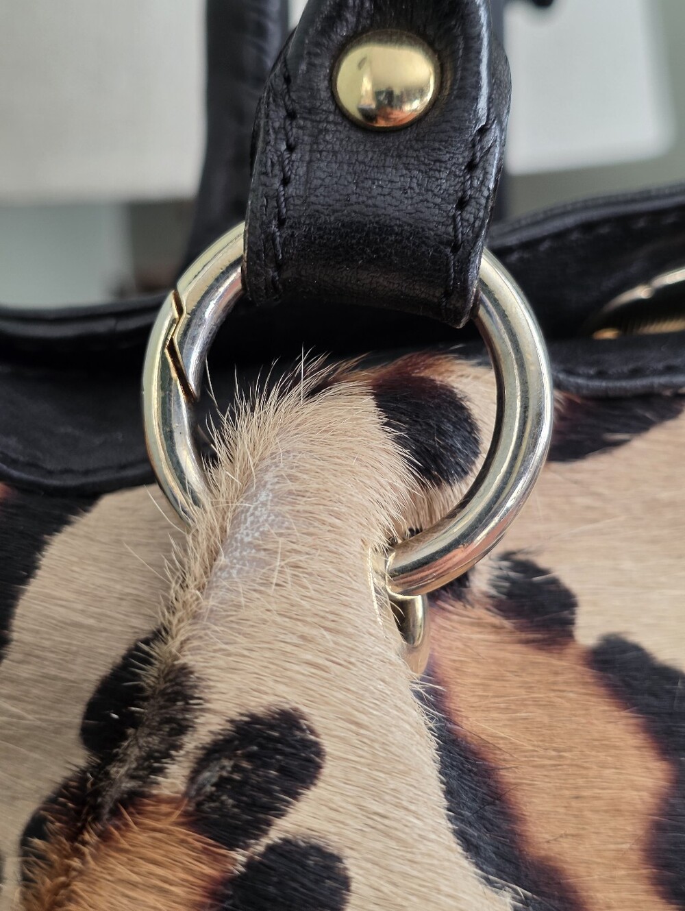 Paolo Masi Leopard Calf Hair Black Leather Shoulder Bag Made in Italy Y2K - Picture 6 of 16
